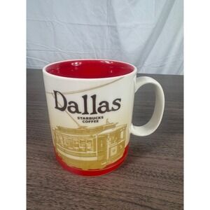 Starbucks Dallas City Mug 16 oz Red Interior Skyline Tram ©2012